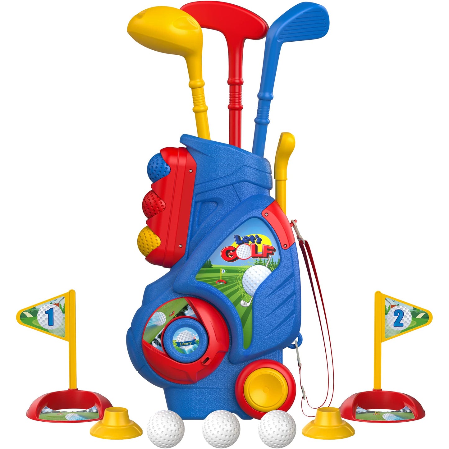 Liberry Toddler Golf Set | Upgraded Kids Golf Cart with Shoulder Strap – Indoor & Outdoor Gift for Ages 1-4