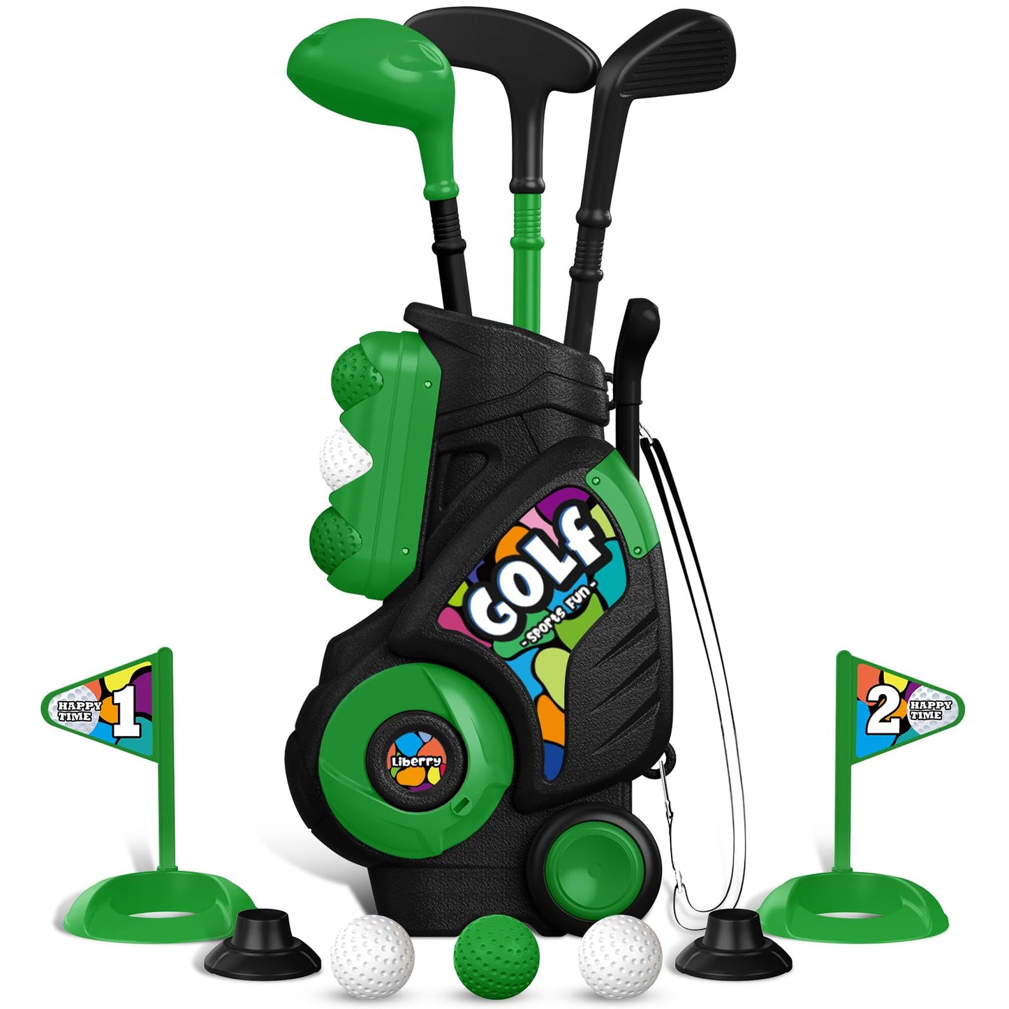 Liberry Toddler Golf Set for Ages 2-4 | Outdoor & Indoor Kid Cart with Shoulder Strap