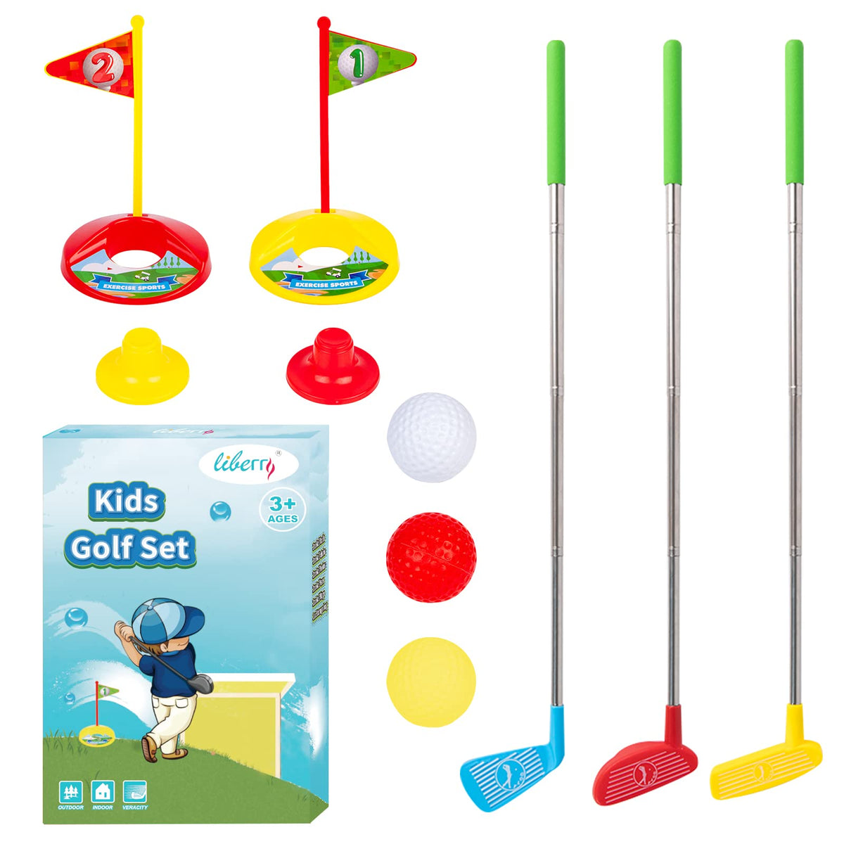 Liberry Toddler Golf Set - Retractable Toy Golf Clubs for Ages 2-5 | Indoor & Outdoor Play