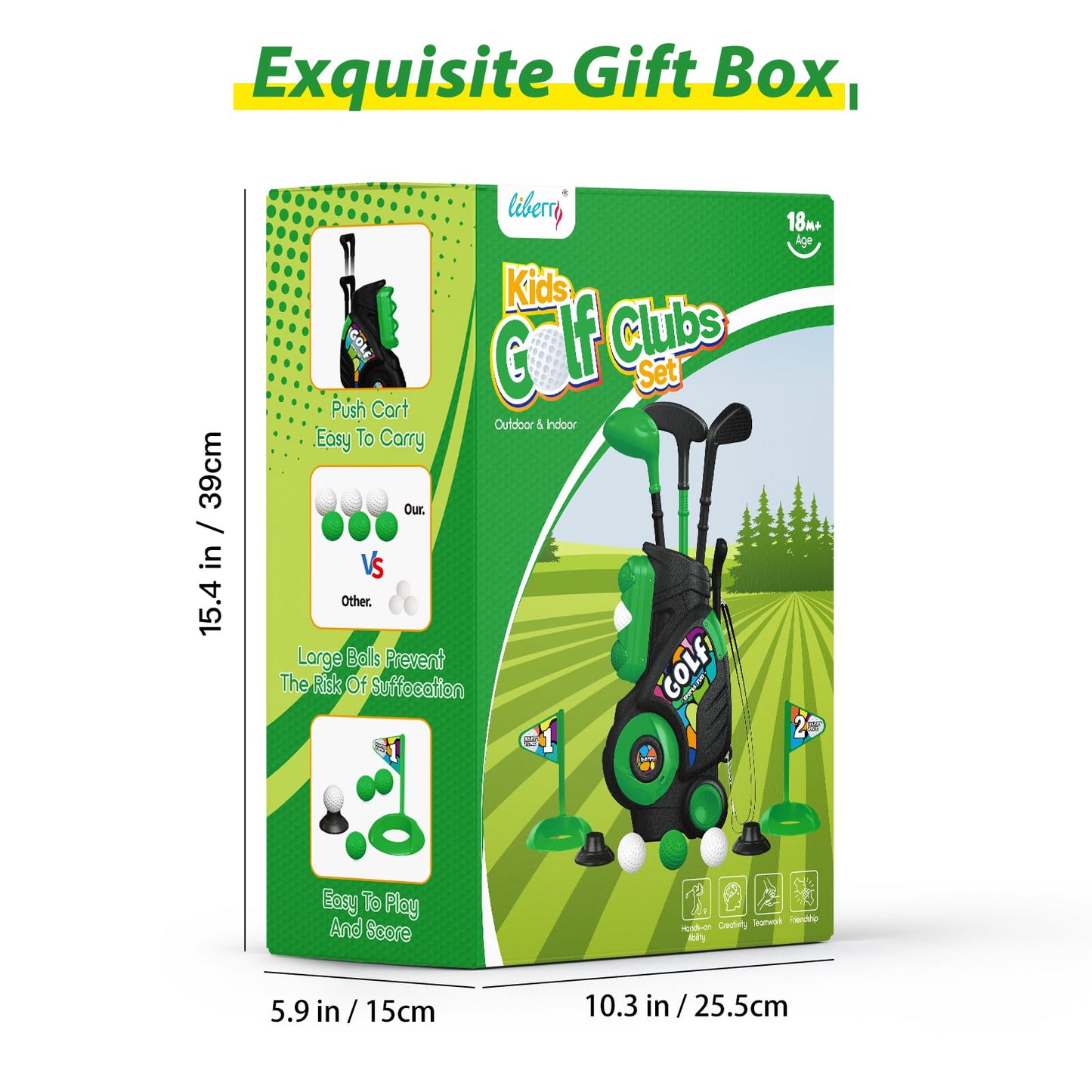 Liberry Toddler Golf Set for Ages 2-4 | Outdoor & Indoor Kid Cart with Shoulder Strap