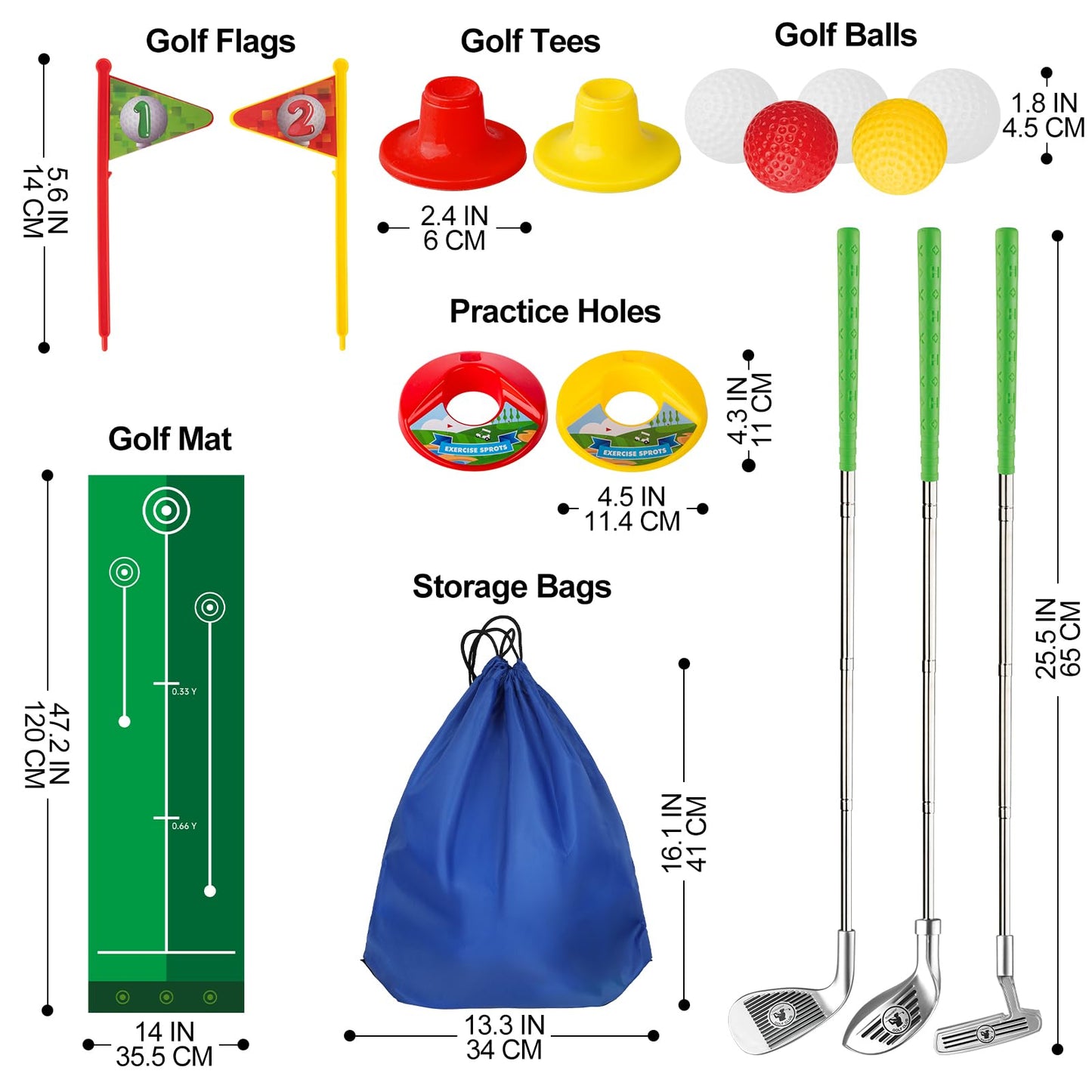 Liberry Toddler Golf Set – Retractable Clubs, Putting Mat & Storage Bag for Kids 2-5