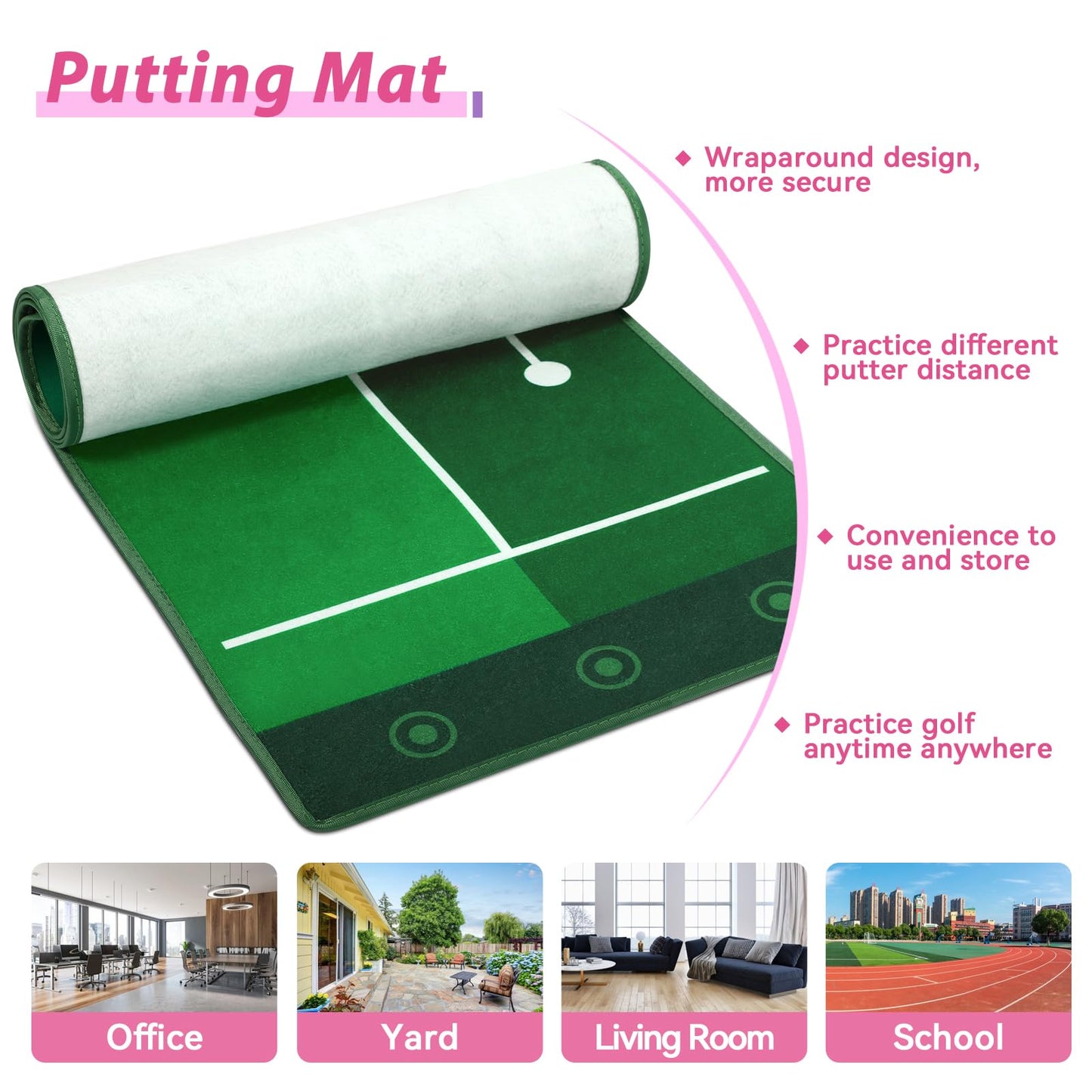 Liberry Toddler Golf Set with Putting Mat – 2-4 Years, Portable Pink Cart