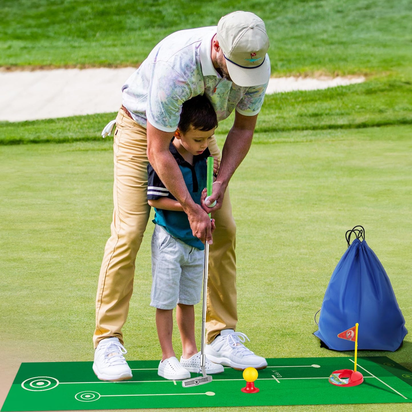 Liberry Toddler Golf Set – Retractable Clubs, Putting Mat & Storage Bag for Kids 2-5