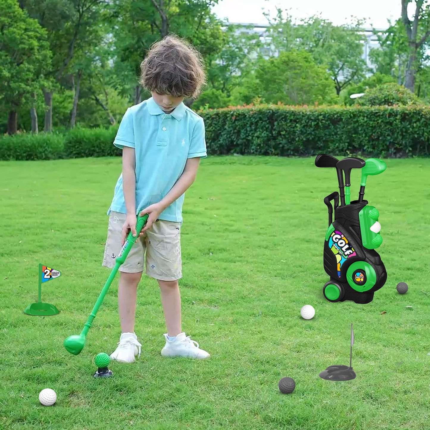 Liberry Toddler Golf Set for Ages 2-4 | Outdoor & Indoor Kid Cart with Shoulder Strap