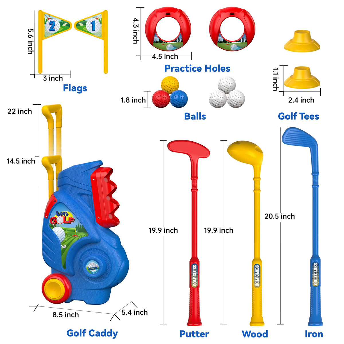 Liberry Toddler Golf Set | Upgraded Kids Golf Cart with Shoulder Strap – Indoor & Outdoor Gift for Ages 1-4