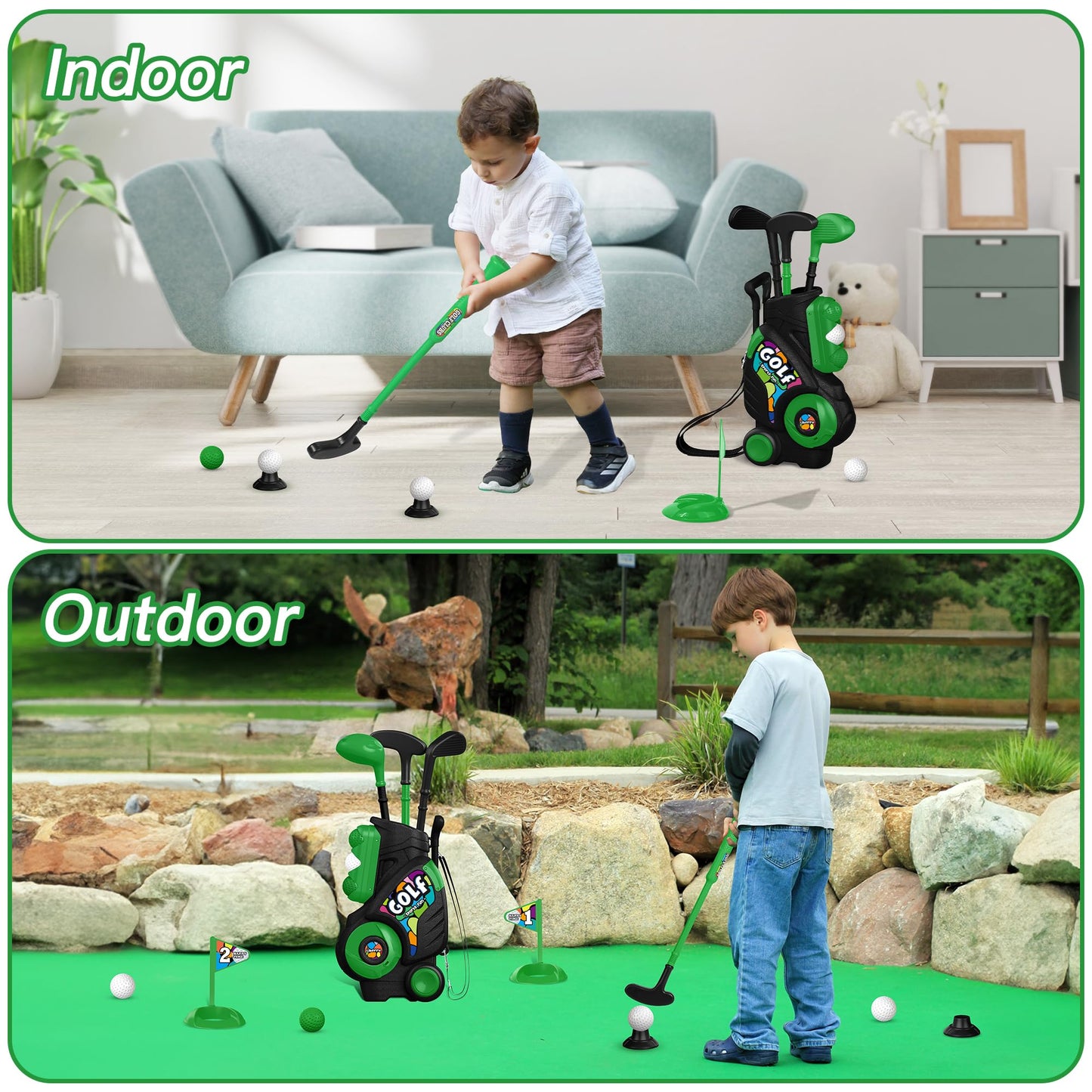 Liberry Toddler Golf Set for Ages 2-4 | Outdoor & Indoor Kid Cart with Shoulder Strap