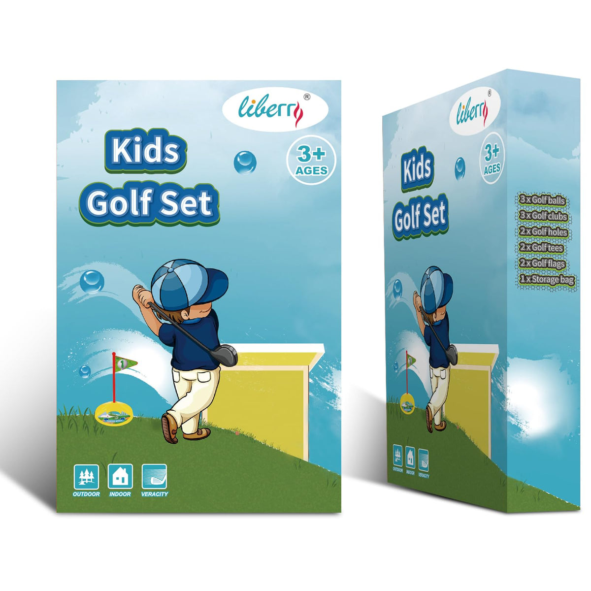 Liberry Toddler Golf Set - Retractable Toy Golf Clubs for Ages 2-5 | Indoor & Outdoor Play