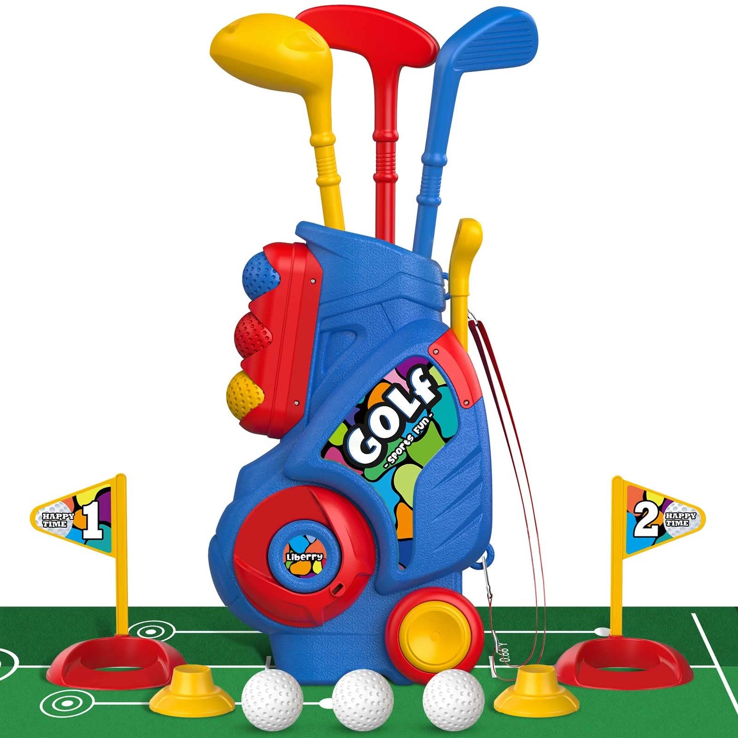 Liberry Toddler Golf Set with Putting Mat — Indoor & Outdoor Kids Golf Toys for 2-4 Year Olds