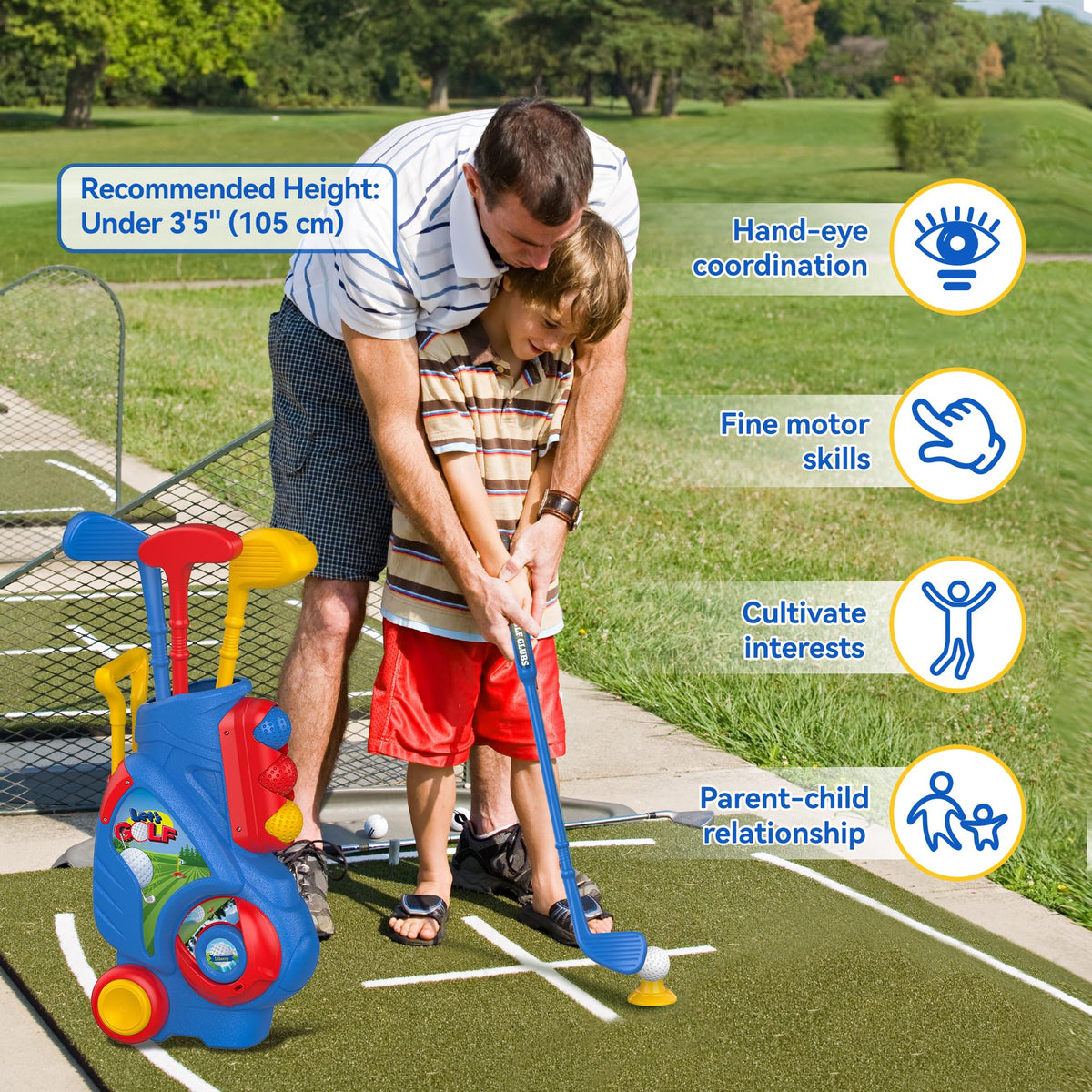 Liberry Toddler Golf Set | Upgraded Kids Golf Cart with Shoulder Strap – Indoor & Outdoor Gift for Ages 1-4