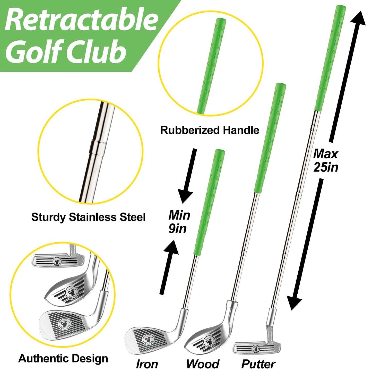 Liberry Toddler Golf Set – Retractable Clubs, Putting Mat & Storage Bag for Kids 2-5