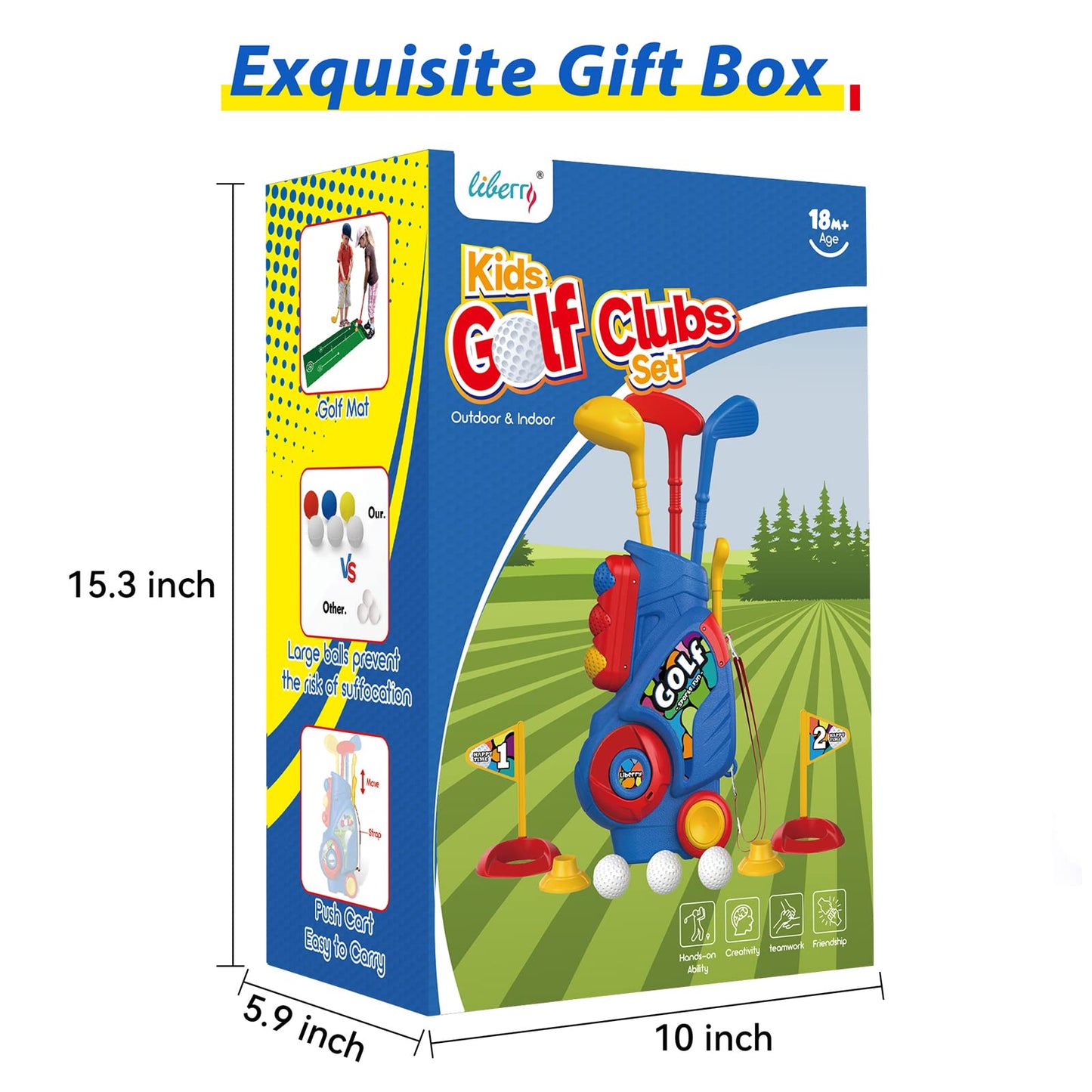 Liberry Toddler Golf Set with Putting Mat — Indoor & Outdoor Kids Golf Toys for 2-4 Year Olds