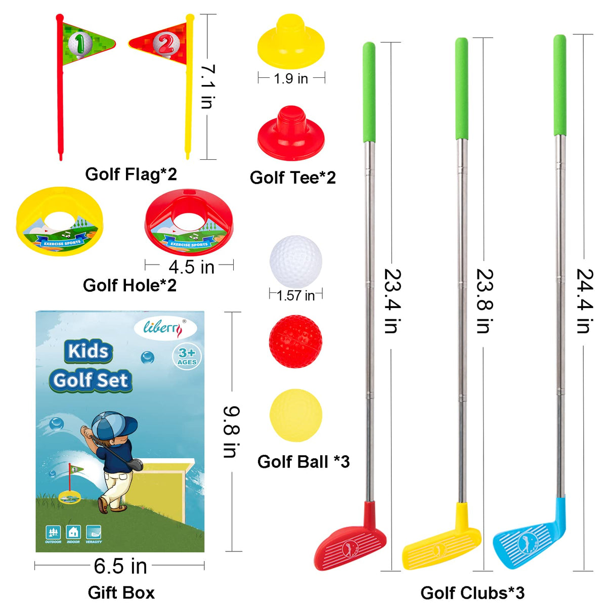 Liberry Toddler Golf Set - Retractable Toy Golf Clubs for Ages 2-5 | Indoor & Outdoor Play