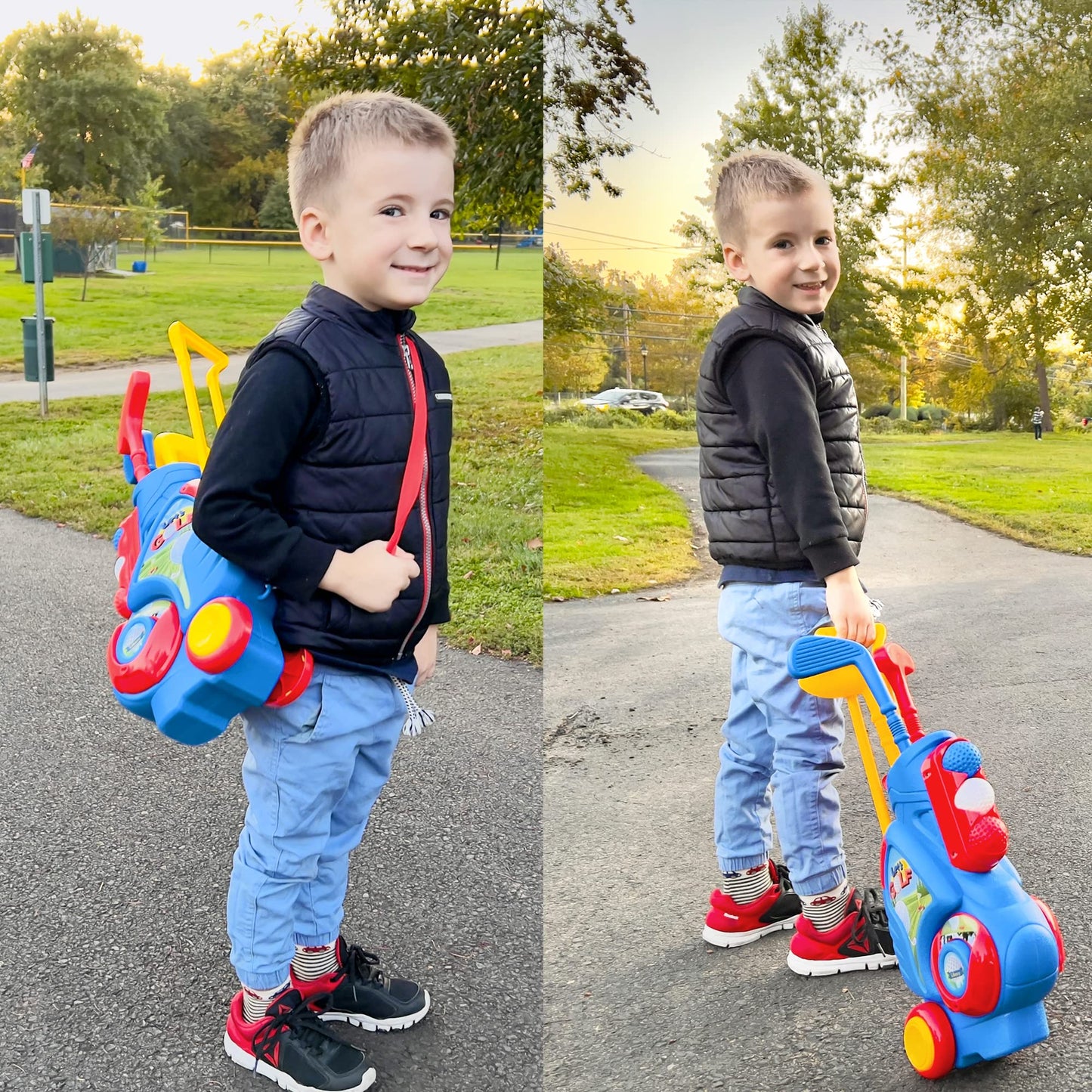 Liberry Toddler Golf Set | Upgraded Kids Golf Cart with Shoulder Strap – Indoor & Outdoor Gift for Ages 1-4