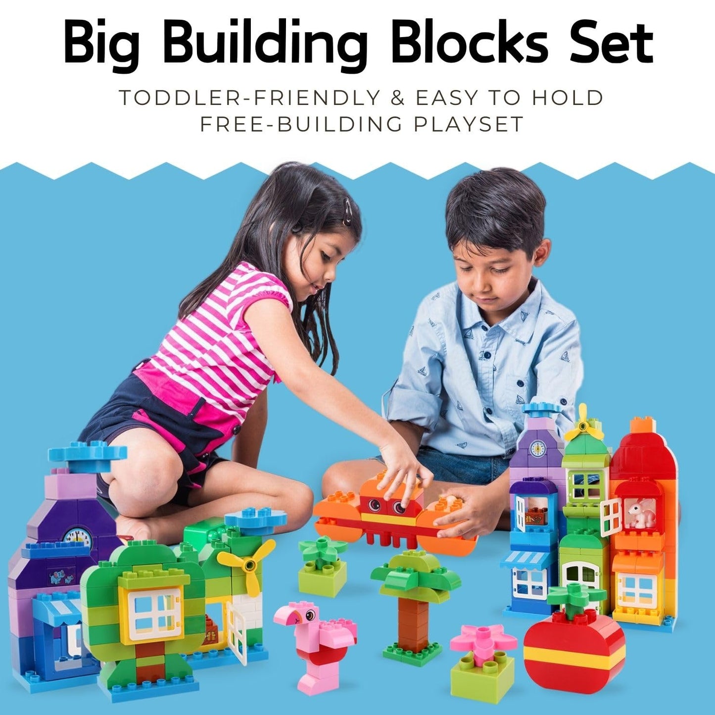 Liberty Imports Big Building Blocks 166 Pieces – Compatible with Major Brands | Storage Bucket