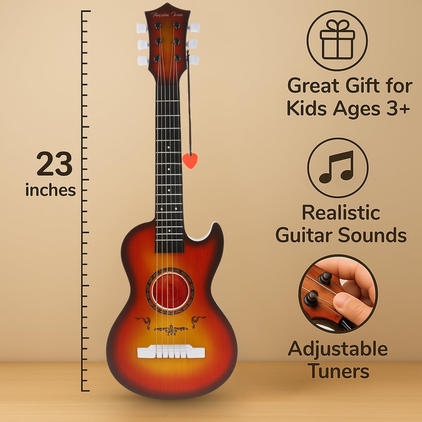 Liberty Imports 23-inch Kids Acoustic Guitar – 6-String Beginner Toy, Cherry Sunburst