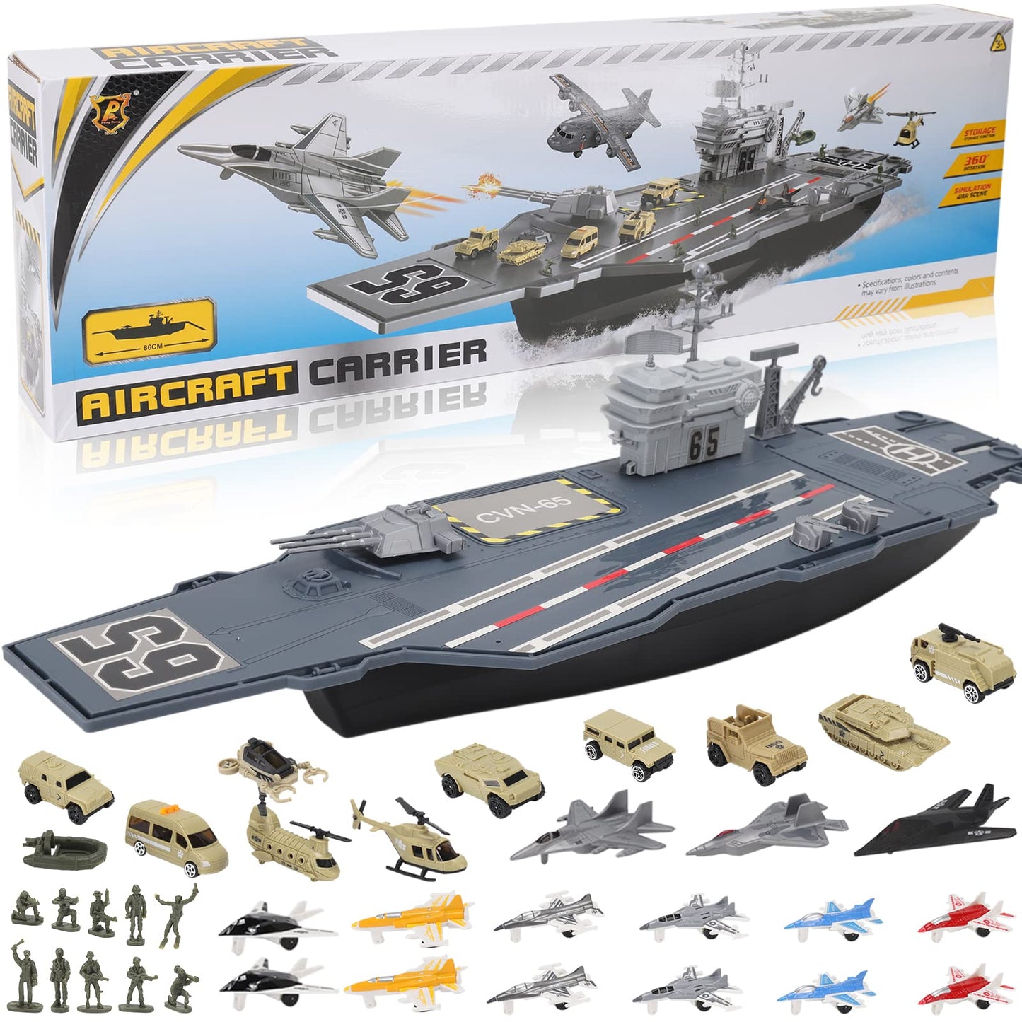 Liberty Imports 33-Inch Aircraft Carrier Mega Playset — Ultimate Military Battle Set for Kids