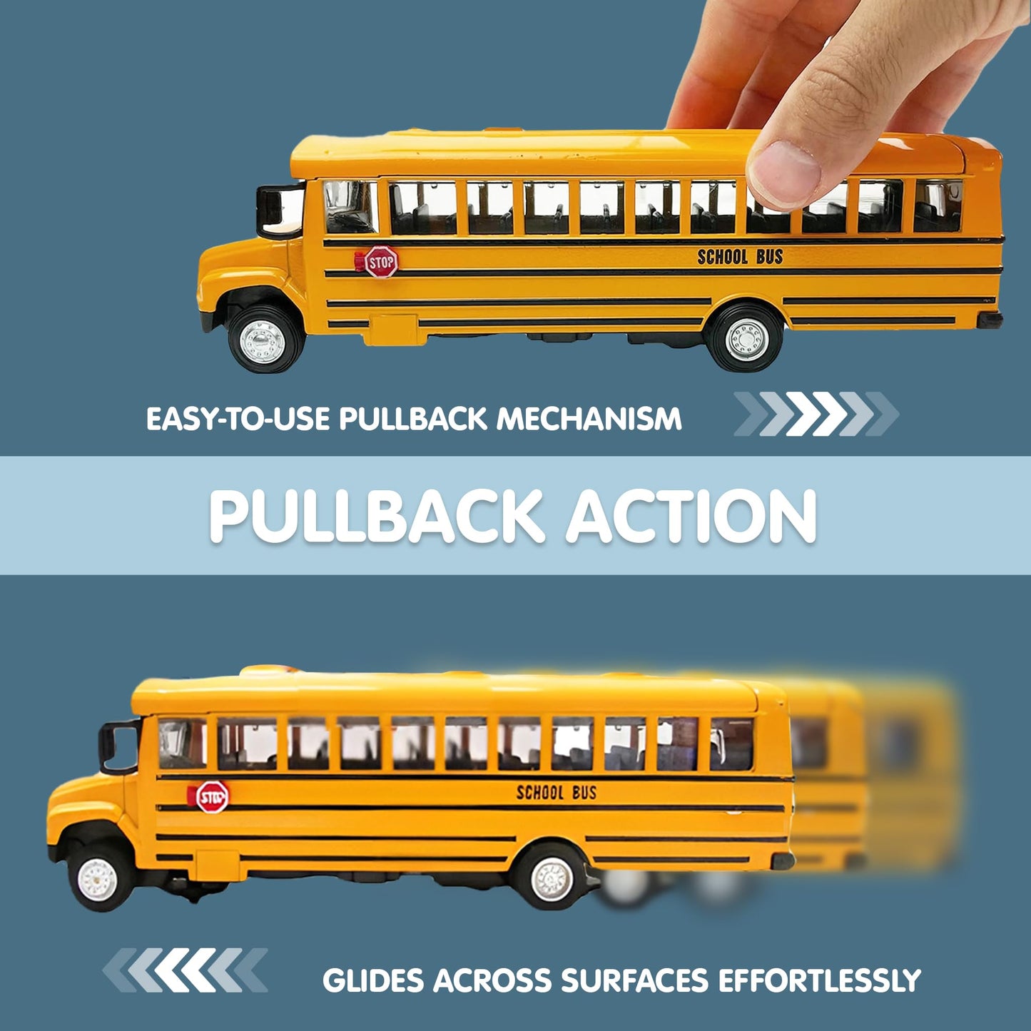 Liberty Imports 8-inch Diecast Yellow School Bus Toy – Pullback