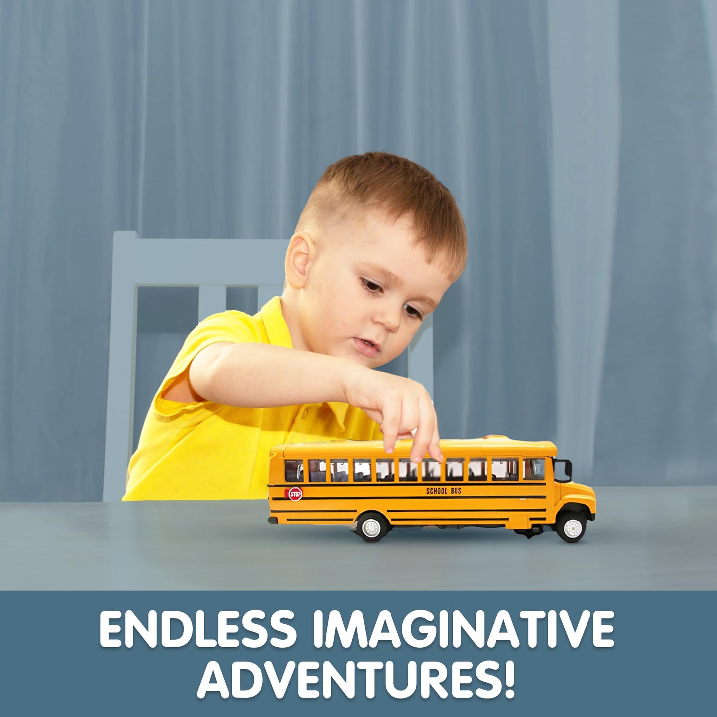 Liberty Imports 8-inch Diecast Yellow School Bus Toy – Pullback