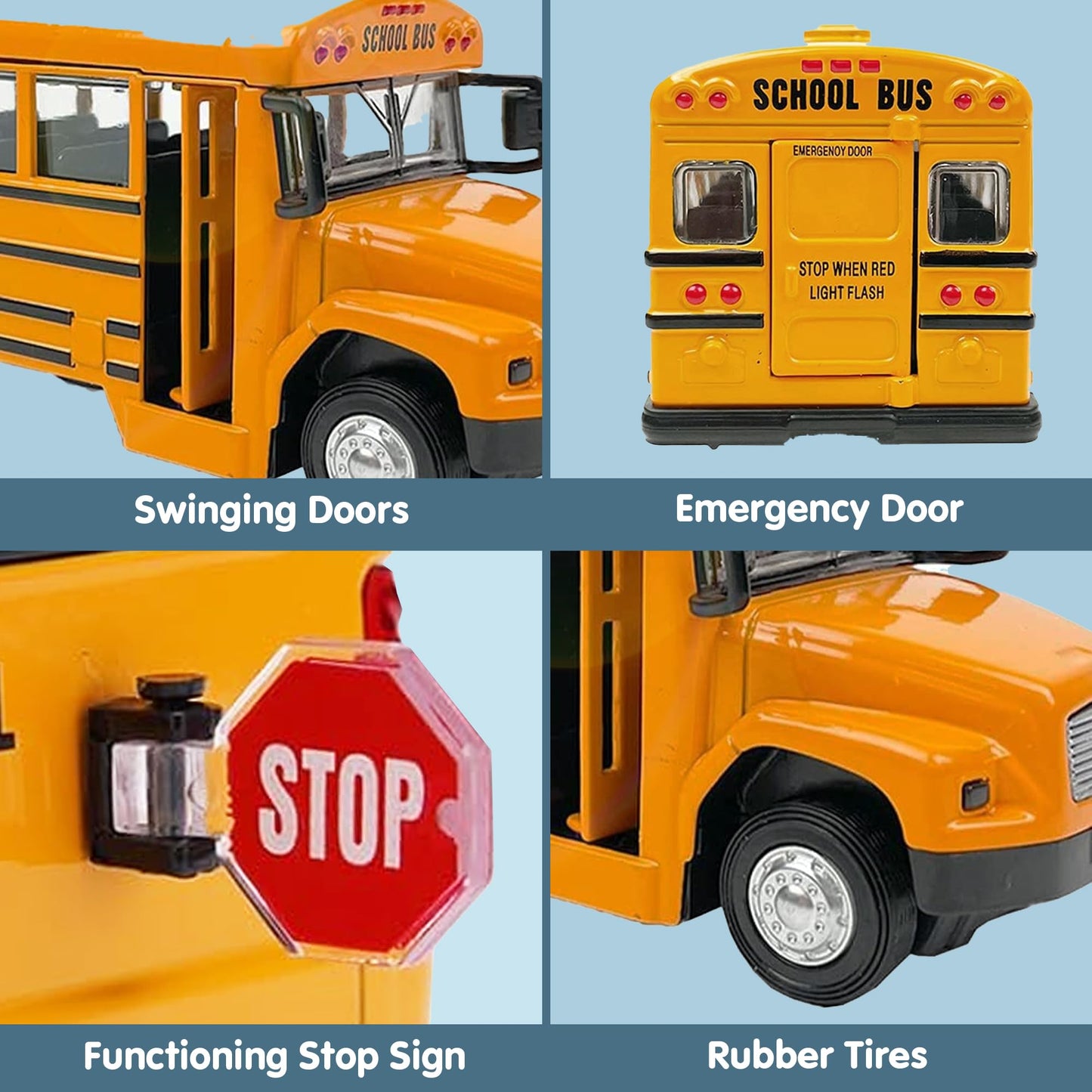 Liberty Imports 8-inch Diecast Yellow School Bus Toy – Pullback