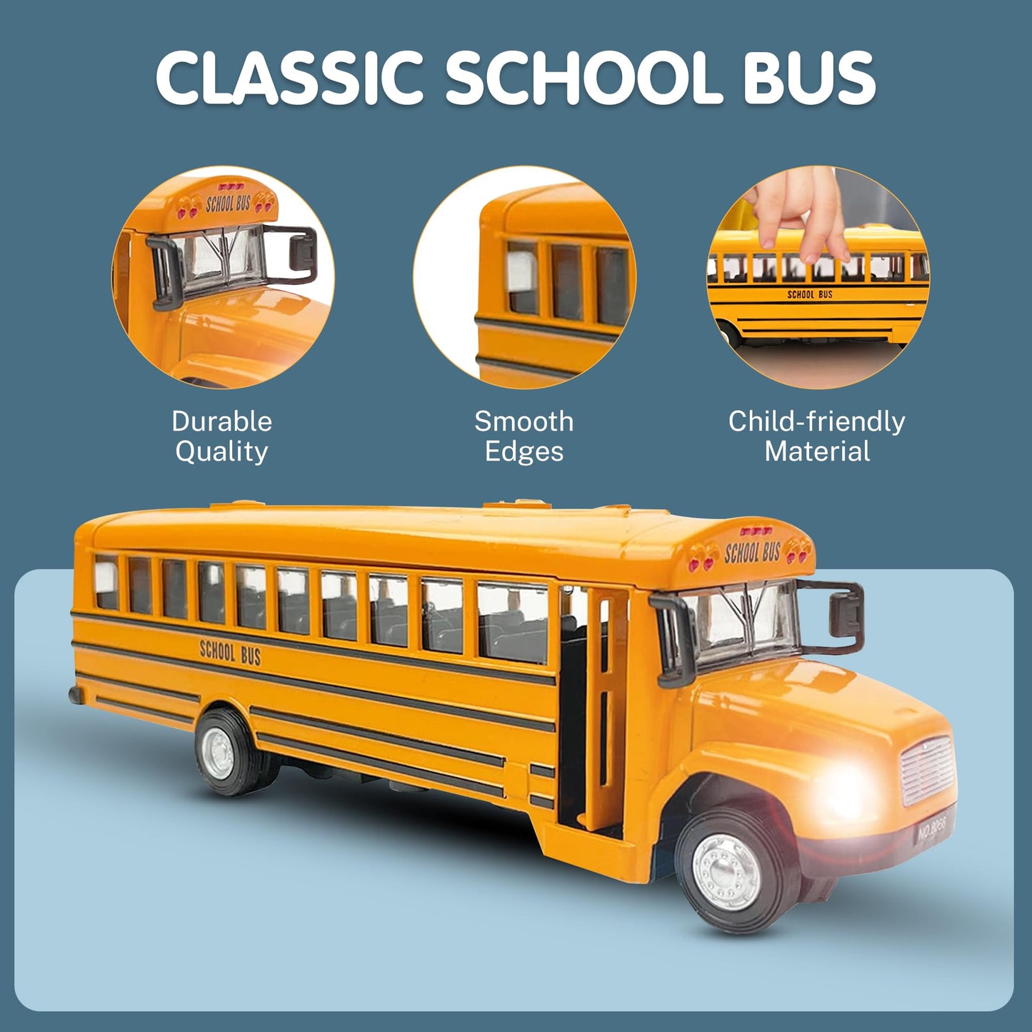 Liberty Imports 8-inch Diecast Yellow School Bus Toy – Pullback