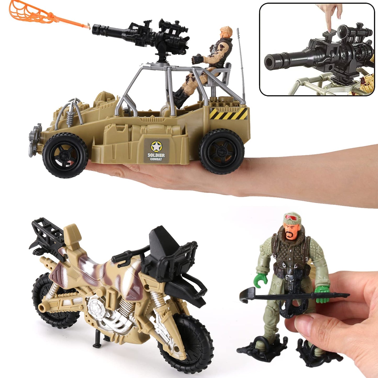 Liberty Imports 26-Piece Army Men Toy Set – Lights & Sound Helicopter Carrier