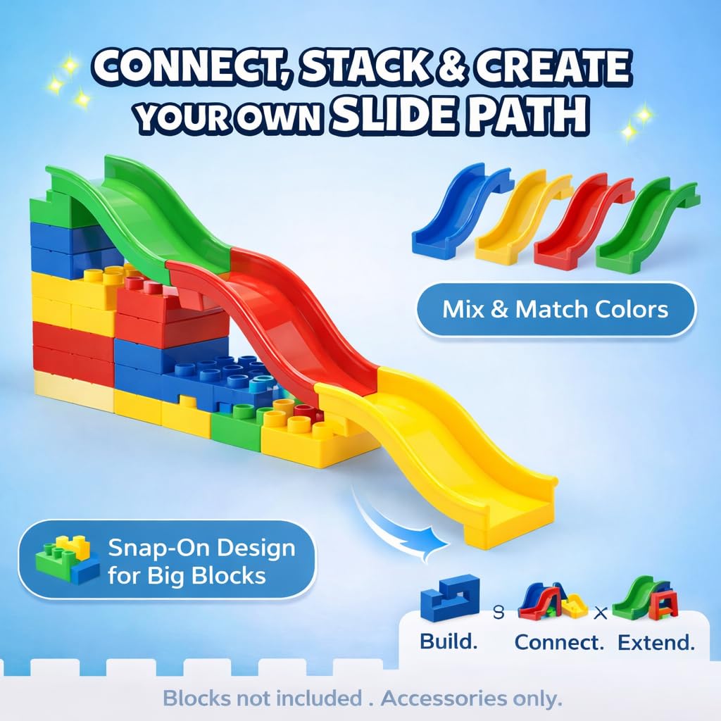 Liberty Imports 24-Piece Big Building Blocks Playground Set – DUPLO-Compatible with Slides, Swings & Pipes