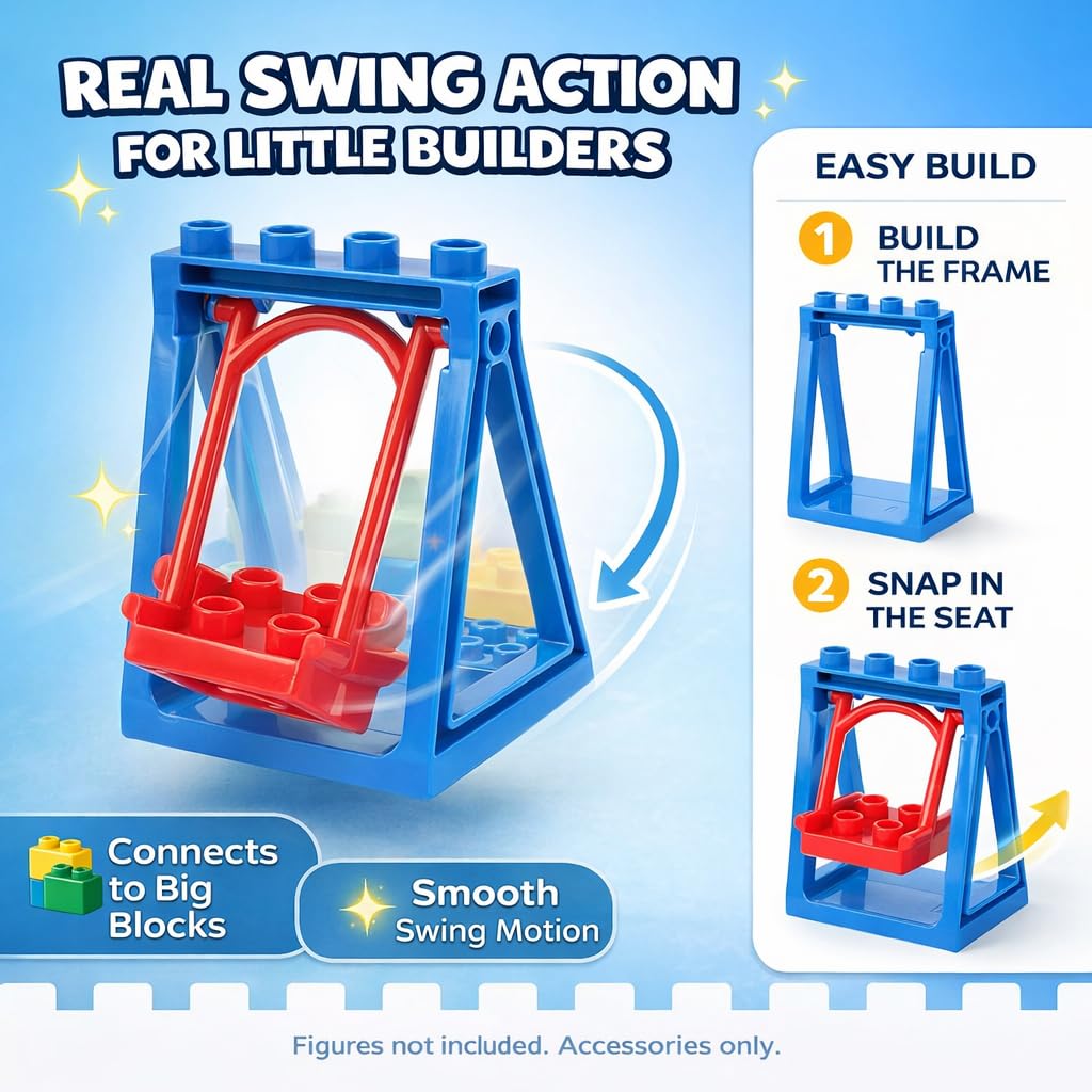 Liberty Imports 24-Piece Big Building Blocks Playground Set – DUPLO-Compatible with Slides, Swings & Pipes