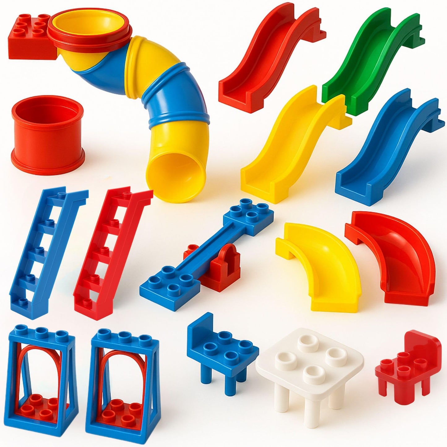 Liberty Imports 24-Piece Big Building Blocks Playground Set – DUPLO-Compatible with Slides, Swings & Pipes