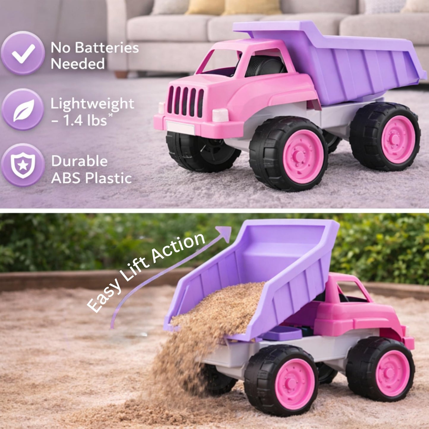 Liberty Imports Pink Dump Truck for Toddlers – Large Tilting Dumper Toy Vehicle