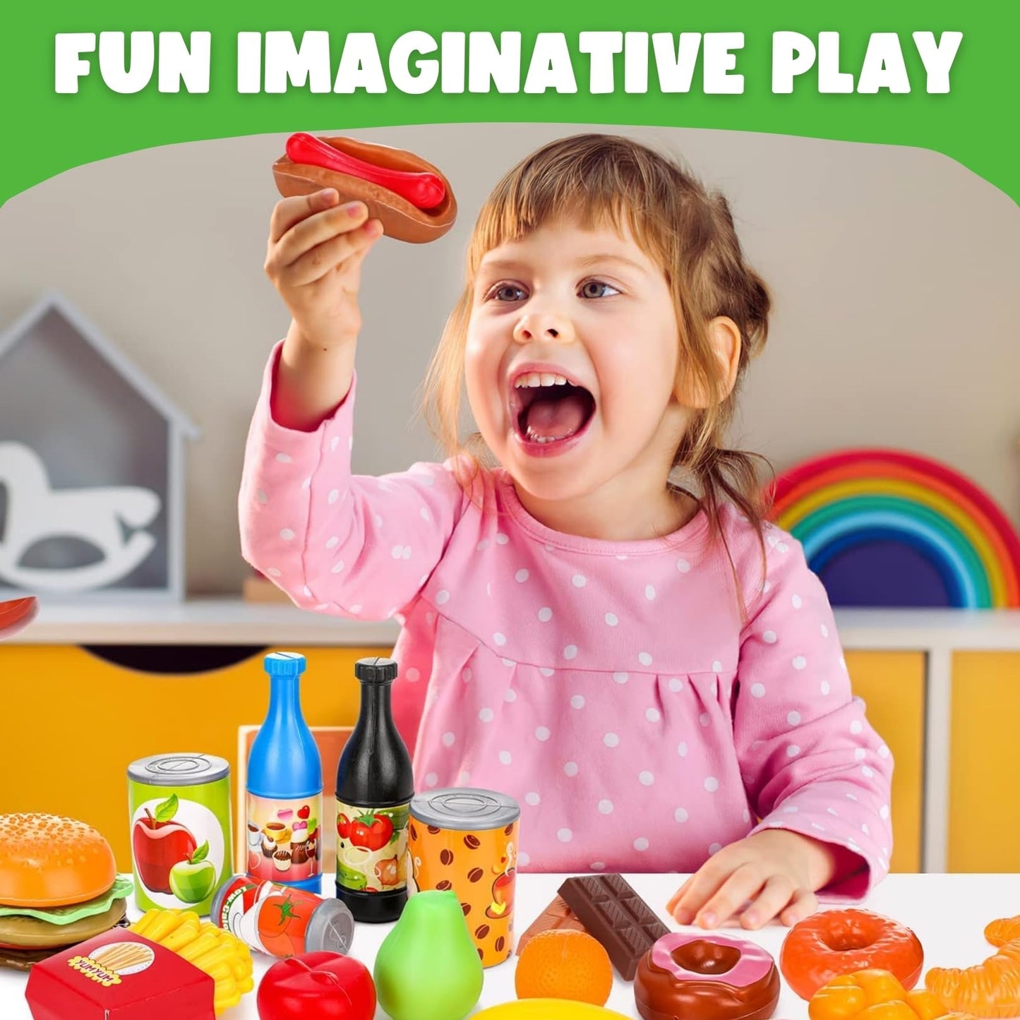Liberty Imports 120-Piece Deluxe Pretend Play Food Set | Realistic Kitchen Toys for Kids
