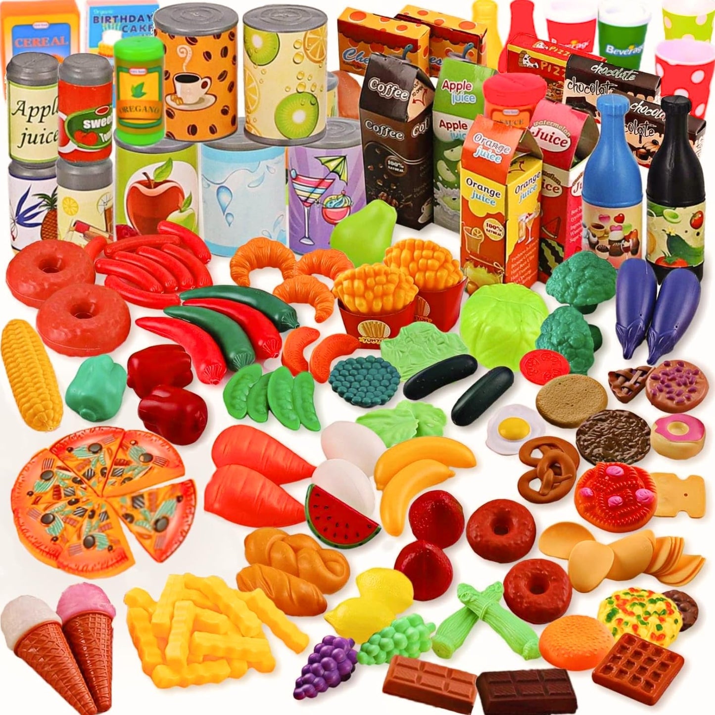 Liberty Imports 120-Piece Deluxe Pretend Play Food Set | Realistic Kitchen Toys for Kids