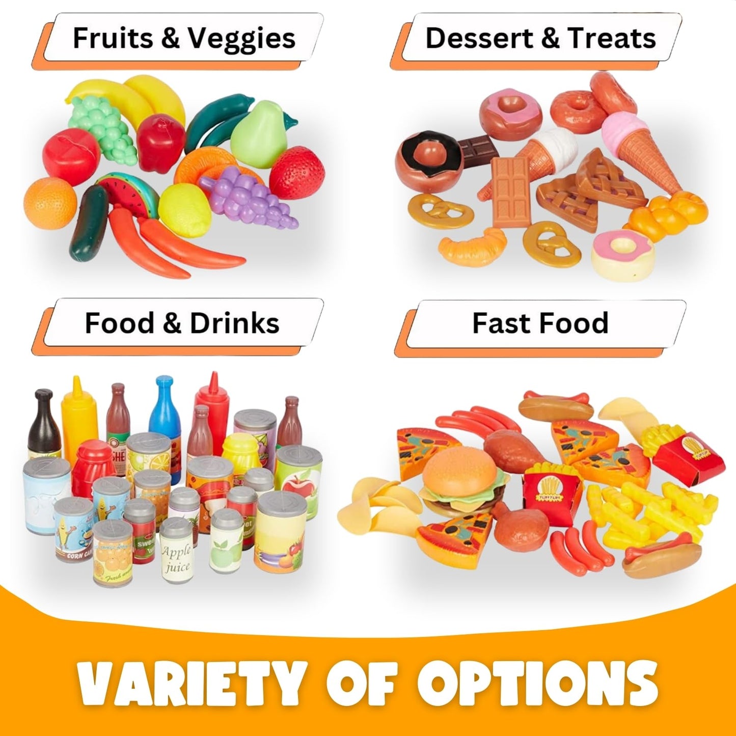 Liberty Imports 120-Piece Deluxe Pretend Play Food Set | Realistic Kitchen Toys for Kids