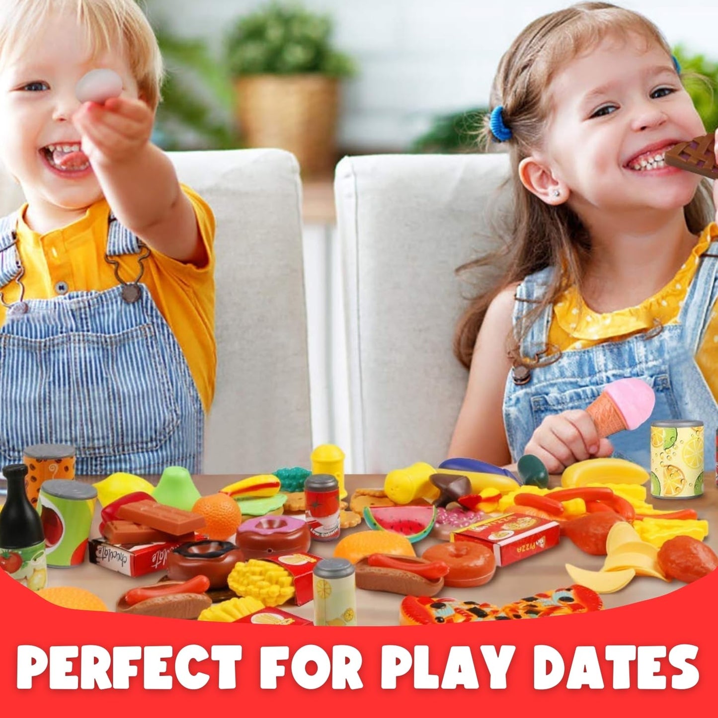 Liberty Imports 120-Piece Deluxe Pretend Play Food Set | Realistic Kitchen Toys for Kids