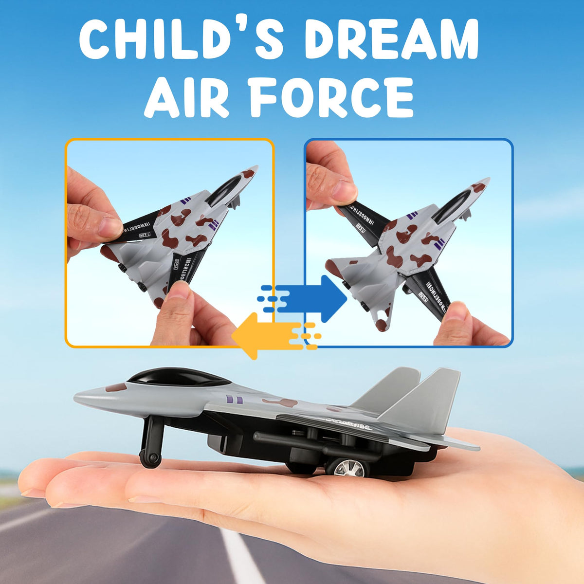 Liberty Imports 4 Pack Diecast Fighter Jets – Pullback Airplane Toys for Imaginative Play