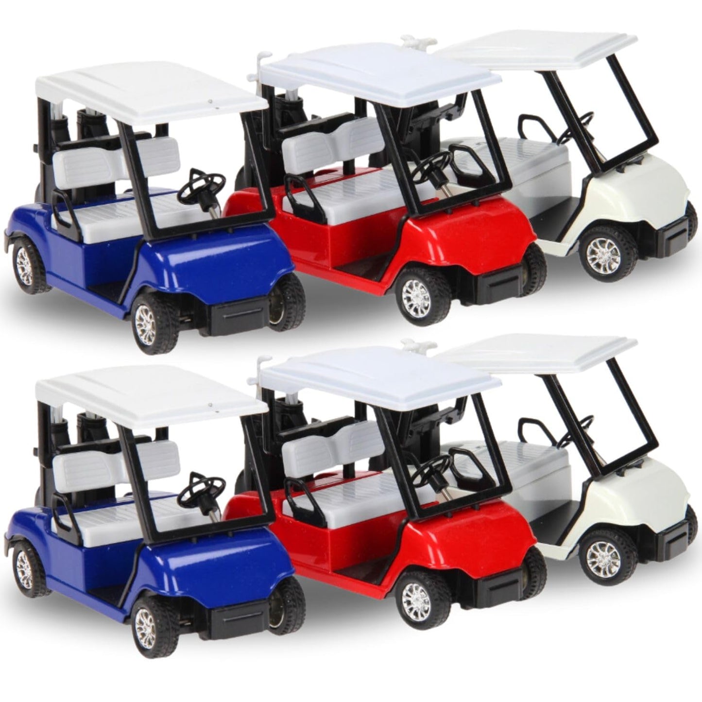 6 Pack Diecast Golf Carts with Clubs – 1:20 Scale Pullback Vehicles by Liberty Imports