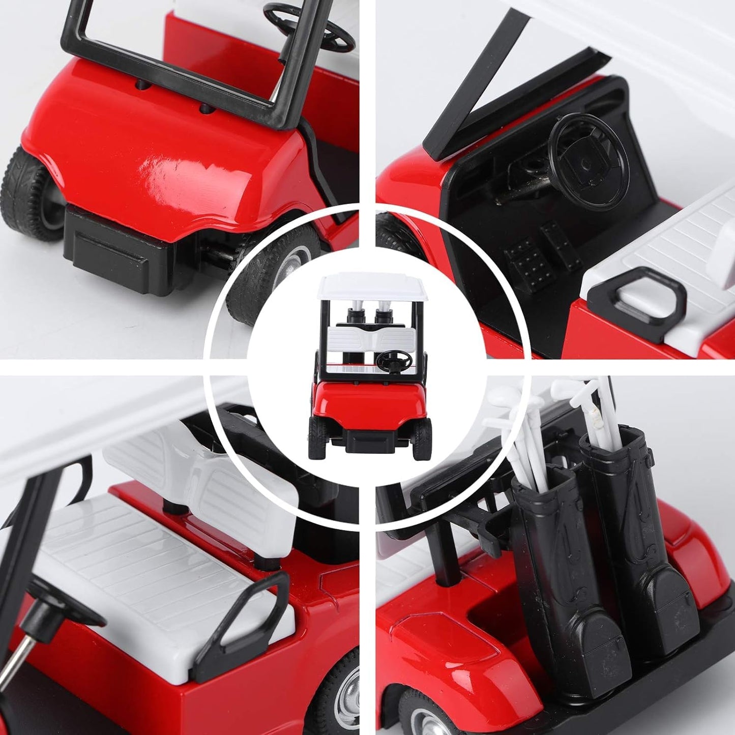 6 Pack Diecast Golf Carts with Clubs – 1:20 Scale Pullback Vehicles by Liberty Imports
