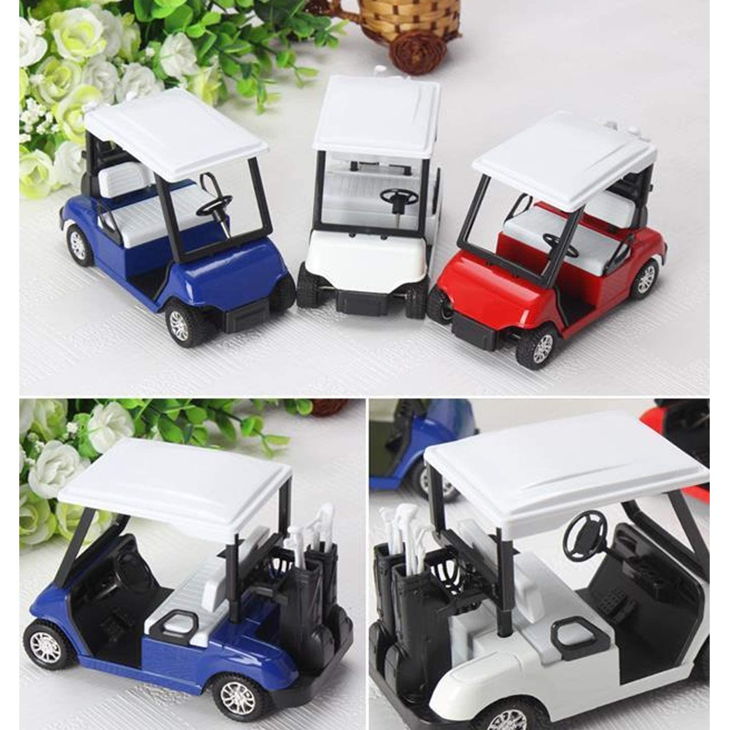 6 Pack Diecast Golf Carts with Clubs – 1:20 Scale Pullback Vehicles by Liberty Imports