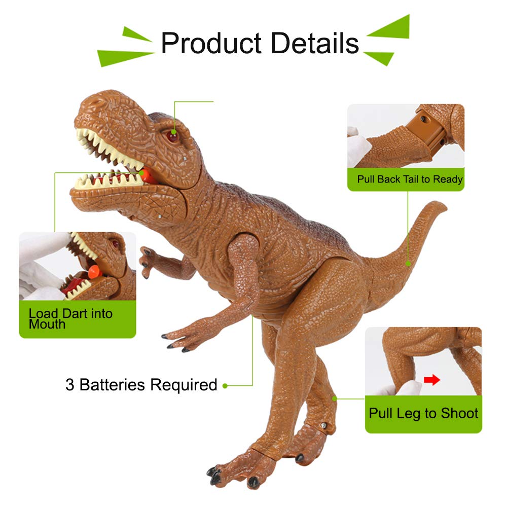 Liberty Imports Dino Planet T-Rex Dart Gun – Foam Dart Toy with Light-Up Eyes & Roaring Sounds