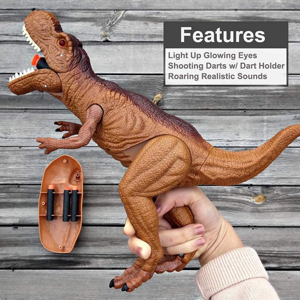 Liberty Imports Dino Planet T-Rex Dart Gun – Foam Dart Toy with Light-Up Eyes & Roaring Sounds