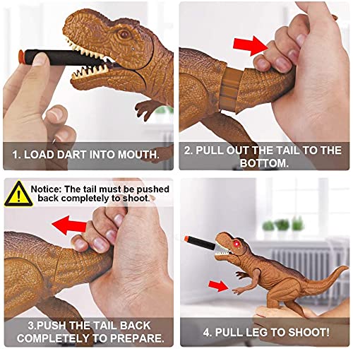 Liberty Imports Dino Planet T-Rex Dart Gun – Foam Dart Toy with Light-Up Eyes & Roaring Sounds