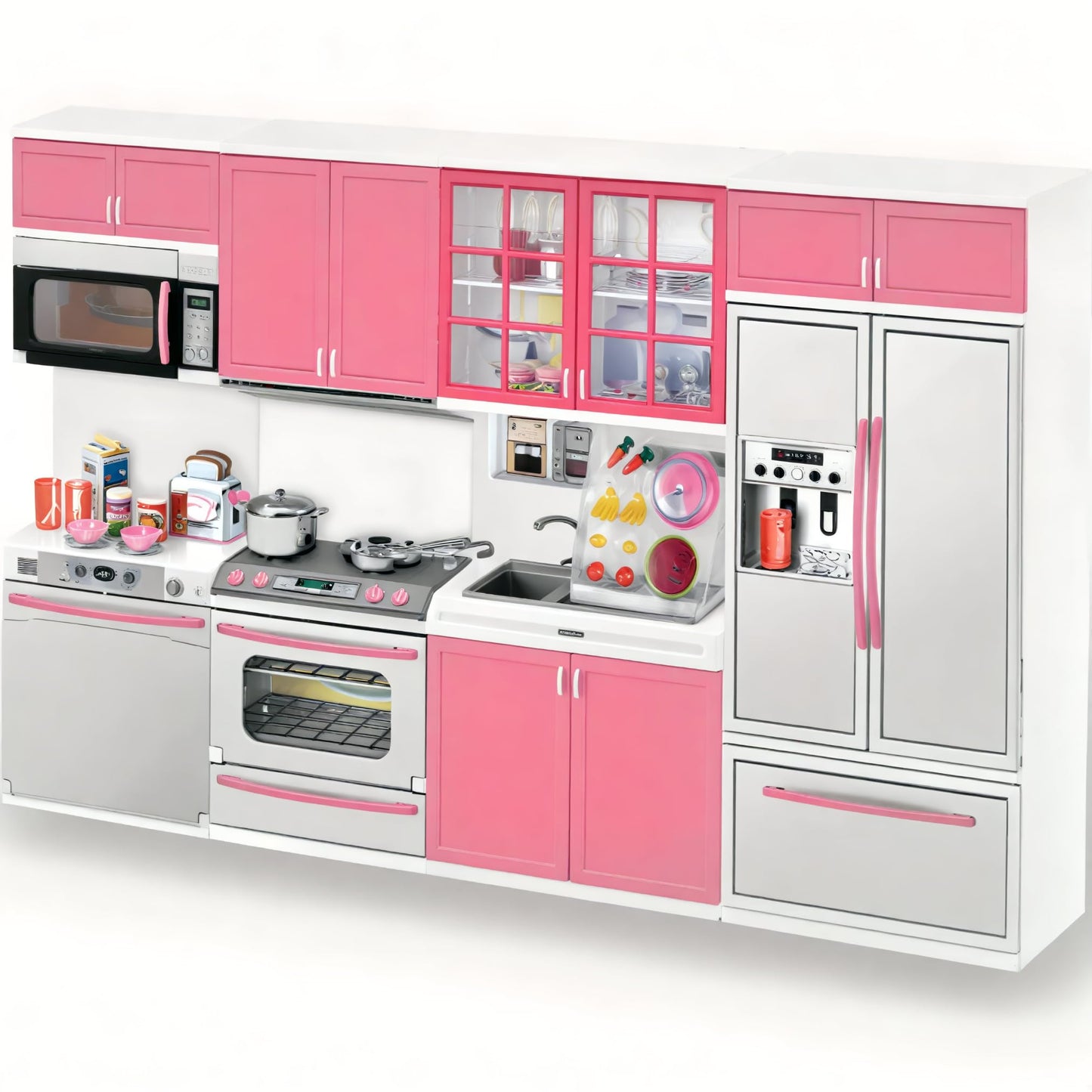 Liberty Imports Doll Kitchen Playset – Pink Mini 4-in-1 Kitchen for 11-12 inch Dolls