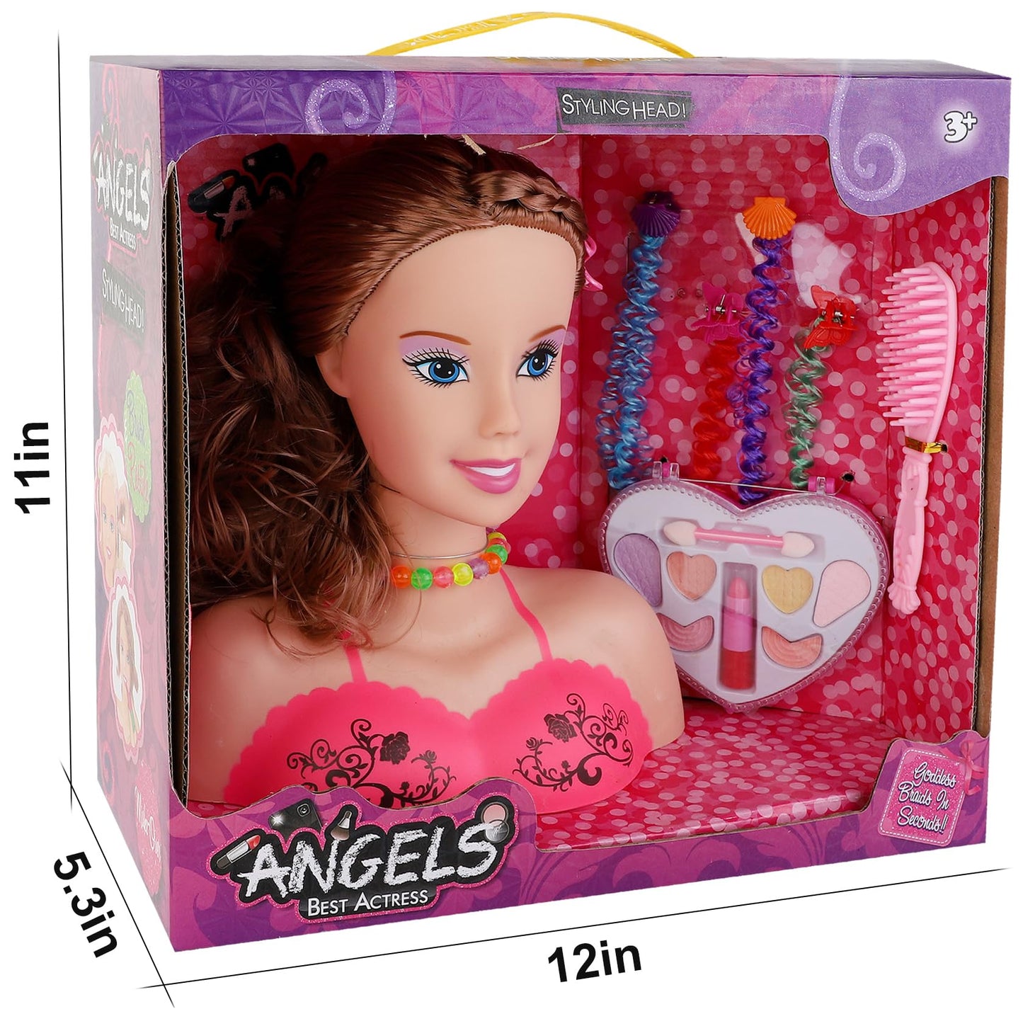 Liberty Imports Makeup & Hair Styling Doll Head Kit for Kids – Pretend Play with Washable Cosmetics