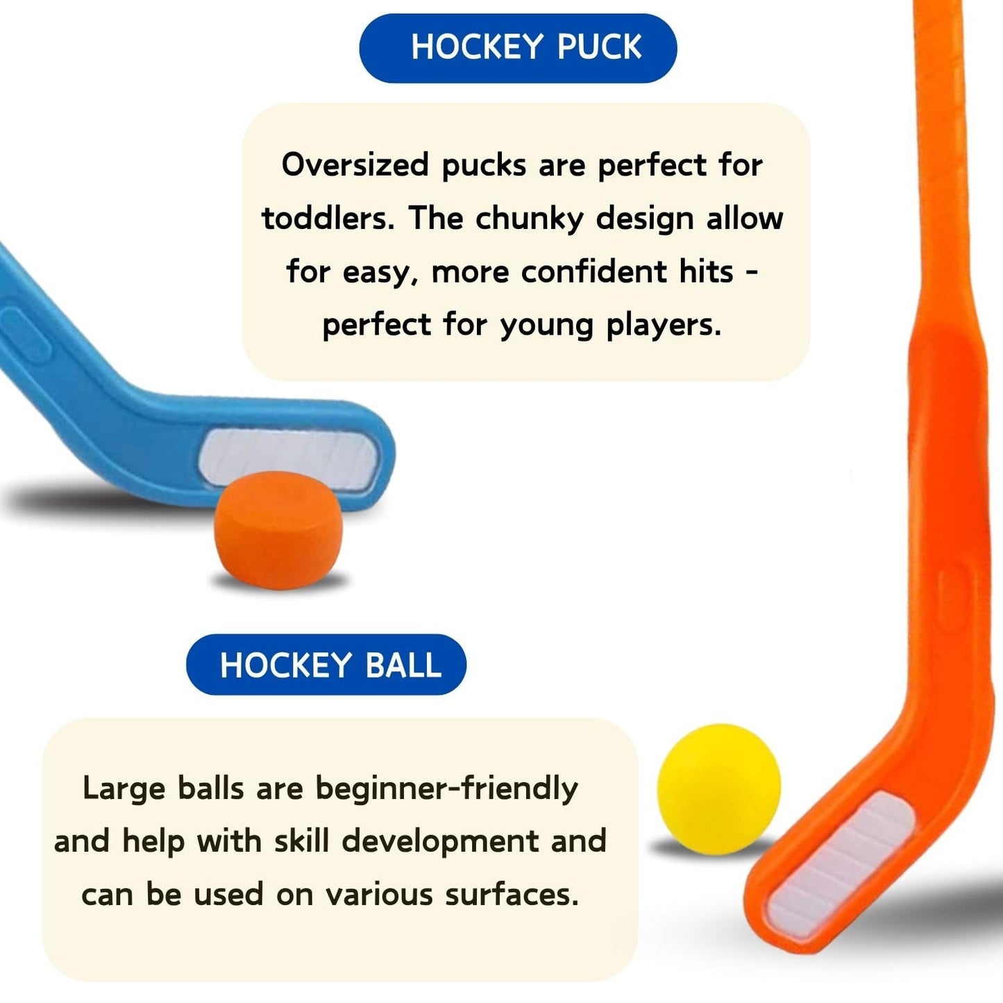 Liberty Imports Kids Floor Hockey Sticks Bulk Set – 29-Inch Starter Kit with Large Pucks & Balls (6 Pack)