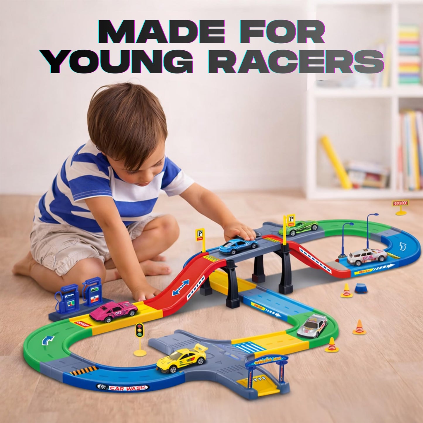Liberty Imports My First Speed Racing Track Builder – Starter Kit with 6 Diecast Cars
