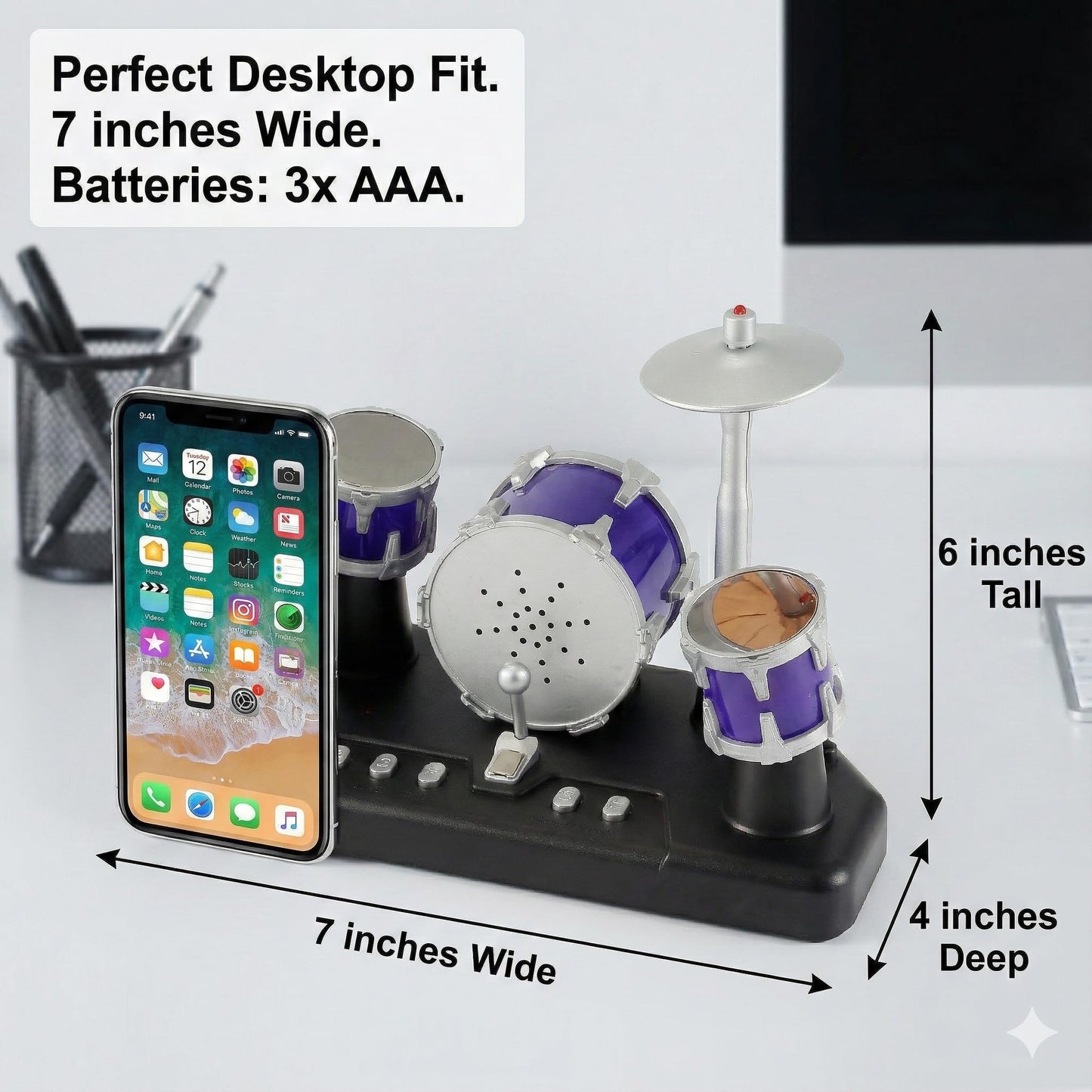 Liberty Imports Finger Drum Set — Electronic Desktop Drum Kit with Lights