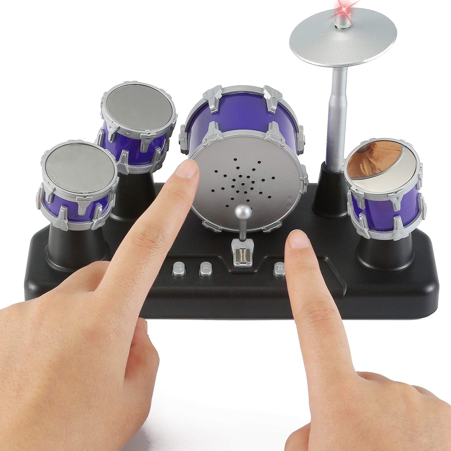 Liberty Imports Finger Drum Set — Electronic Desktop Drum Kit with Lights
