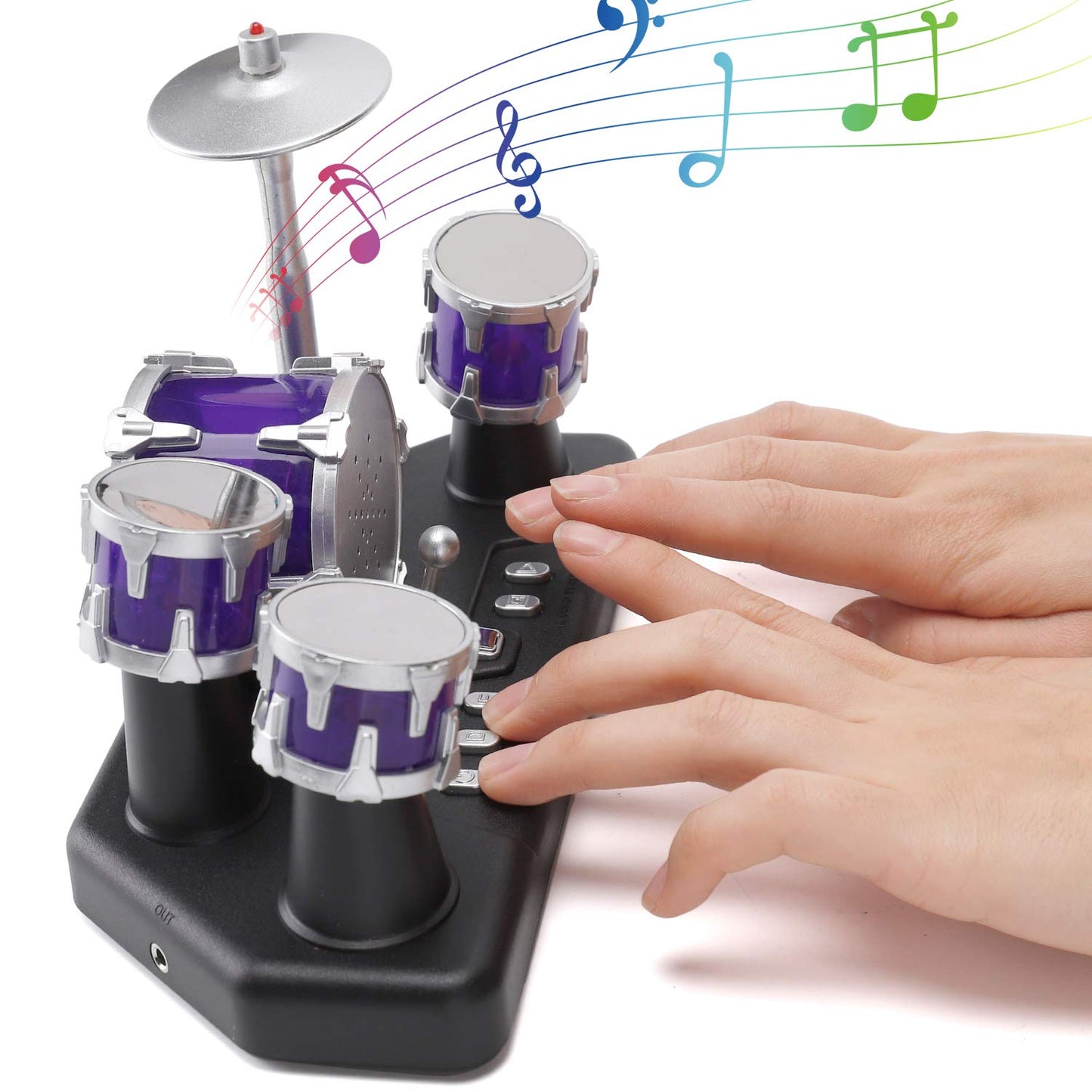Liberty Imports Finger Drum Set — Electronic Desktop Drum Kit with Lights