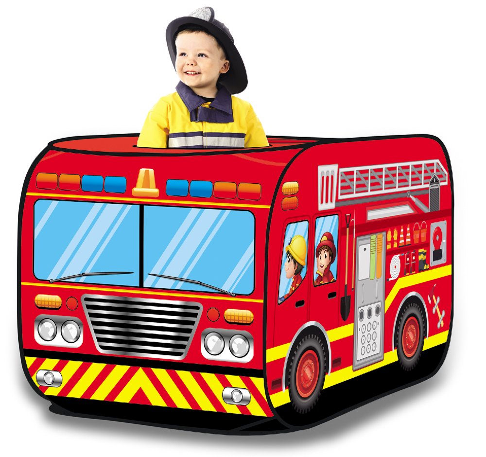 Liberty Imports Pop Up Fire Truck Play Tent – Indoor/Outdoor Kids Playhouse