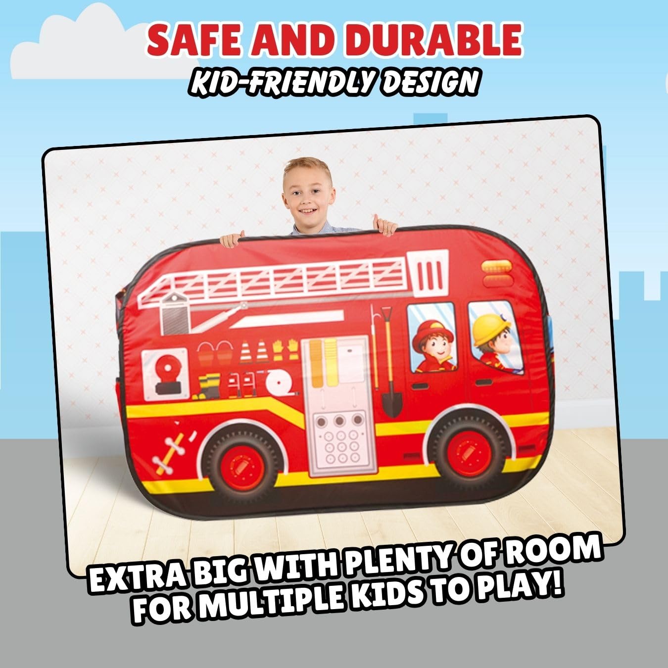 Liberty Imports Pop Up Fire Truck Play Tent – Indoor/Outdoor Kids Playhouse