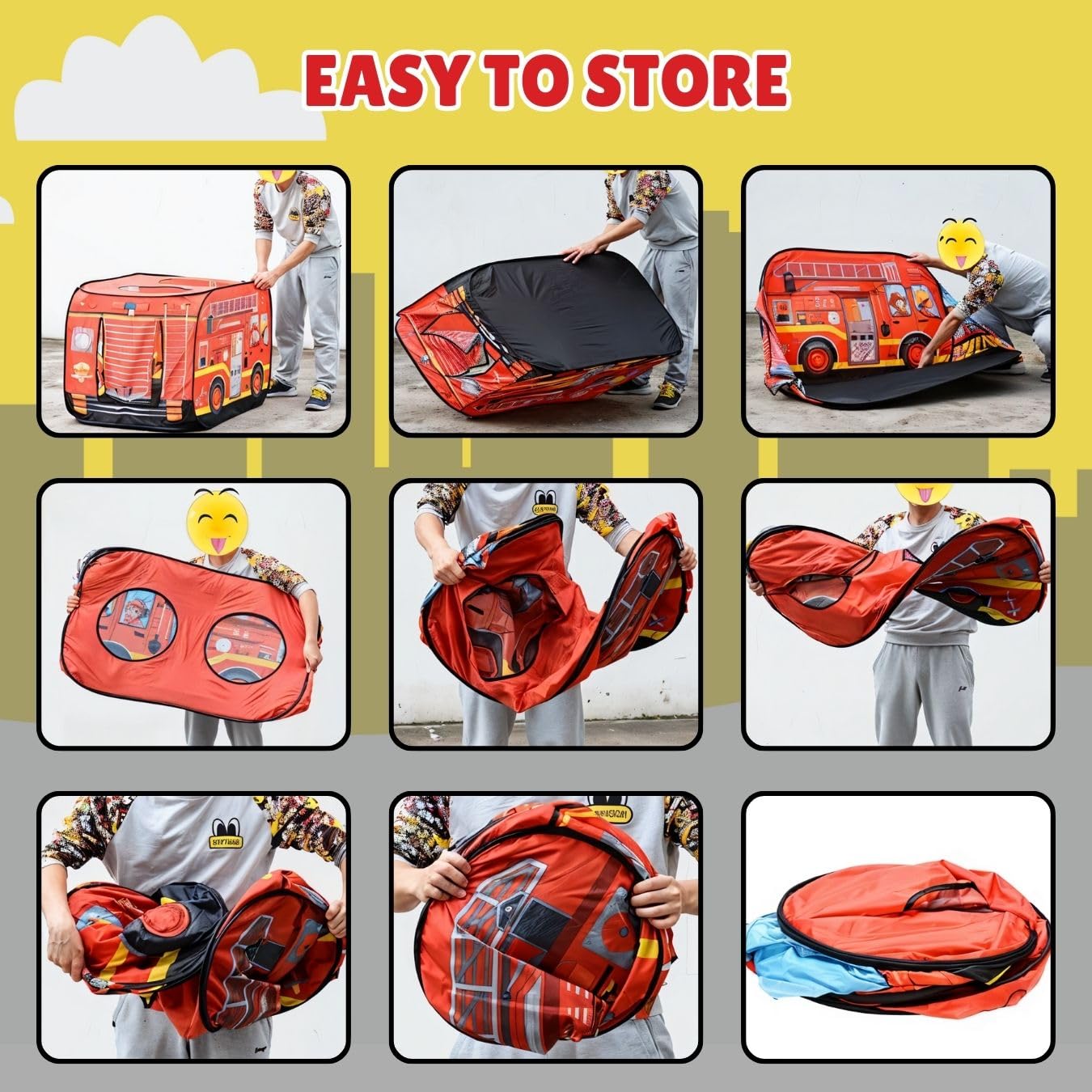 Liberty Imports Pop Up Fire Truck Play Tent – Indoor/Outdoor Kids Playhouse
